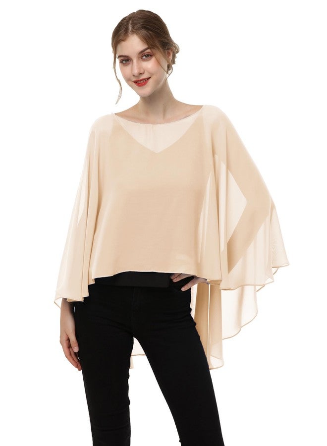 Hotshawl Soft Chiffon Capelet capes Poncho Stole For Womens Cover Up (Champagne) - Image 2